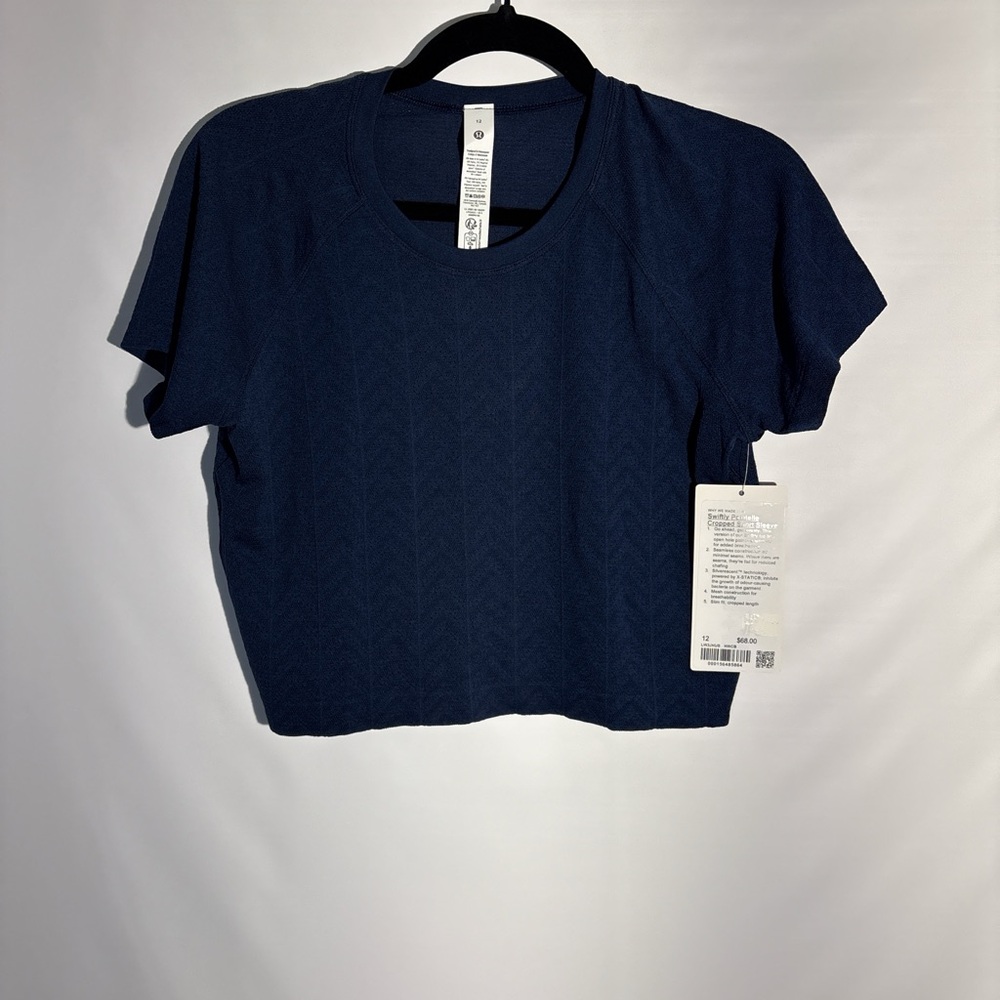 NWT Lululemon swiftly pointelle cropped short sleeve size 12 HWCB